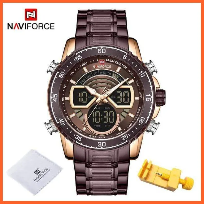 Men'S Military Sports Waterproof Watches Luxury Analog Quartz | Digital Wrist Watch For Men Stainless Steel Gold Watches