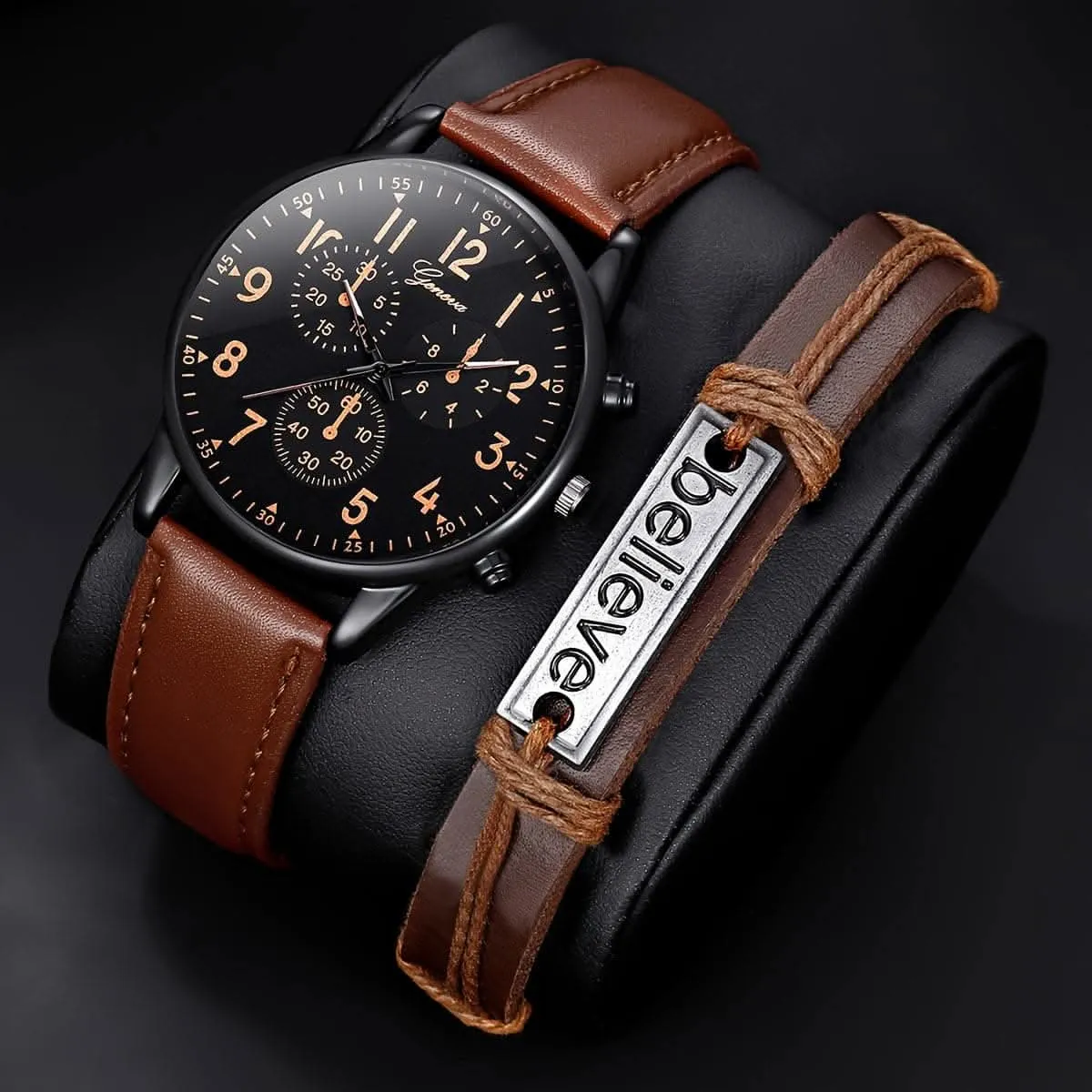 Men's Simple Round Quartz Watch with Bracelet - Classic Design