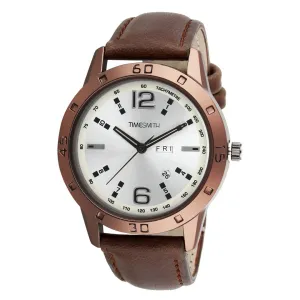 Men's Stylish White Synthetic Leather Analog Watches