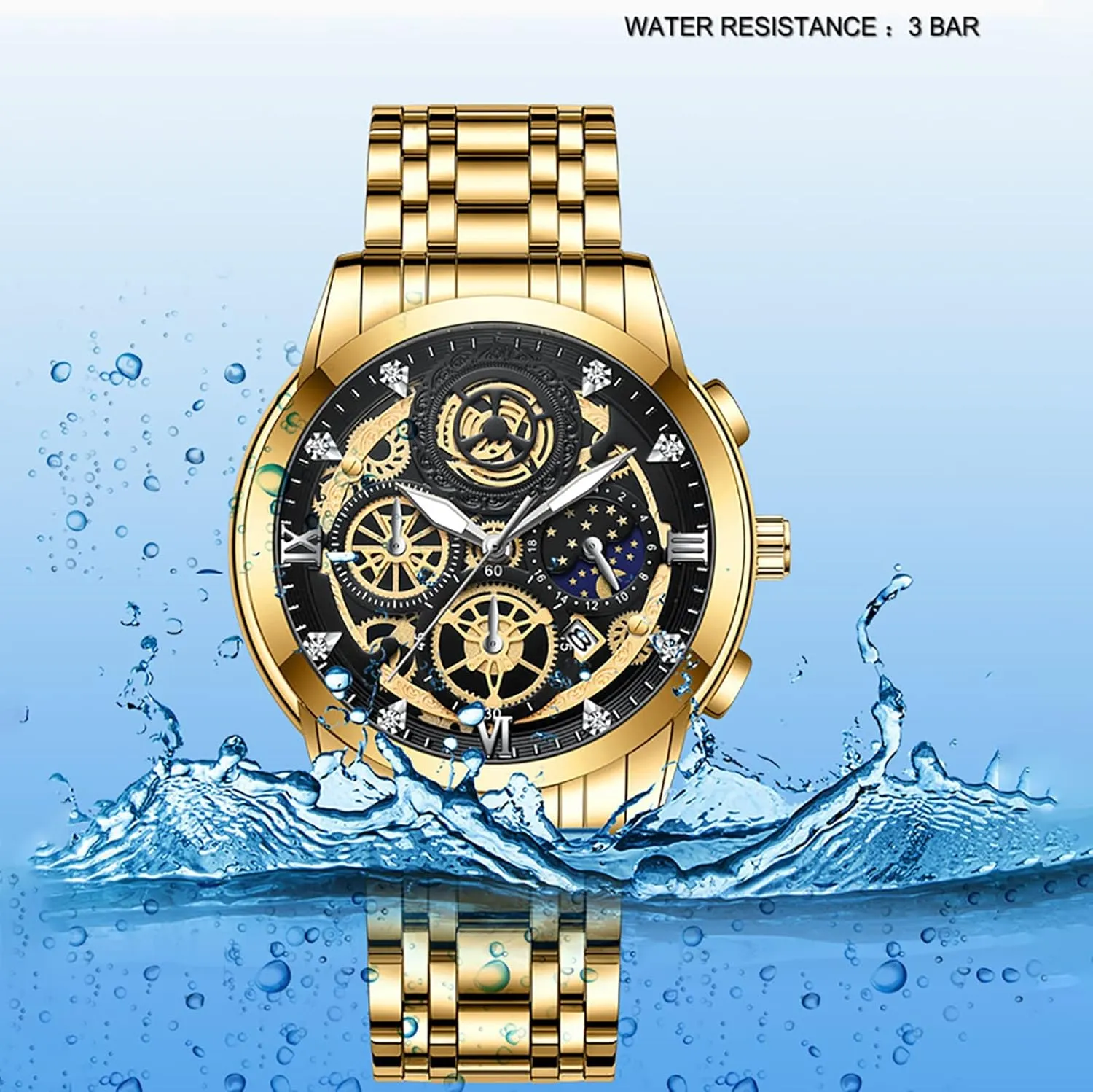 Men's Watch Mens Watch Fashion Wrist Watch for Men Stainless Steel Waterproof Watch Date Analog Quartz Watch Casual & Business Wrist Watches for Men