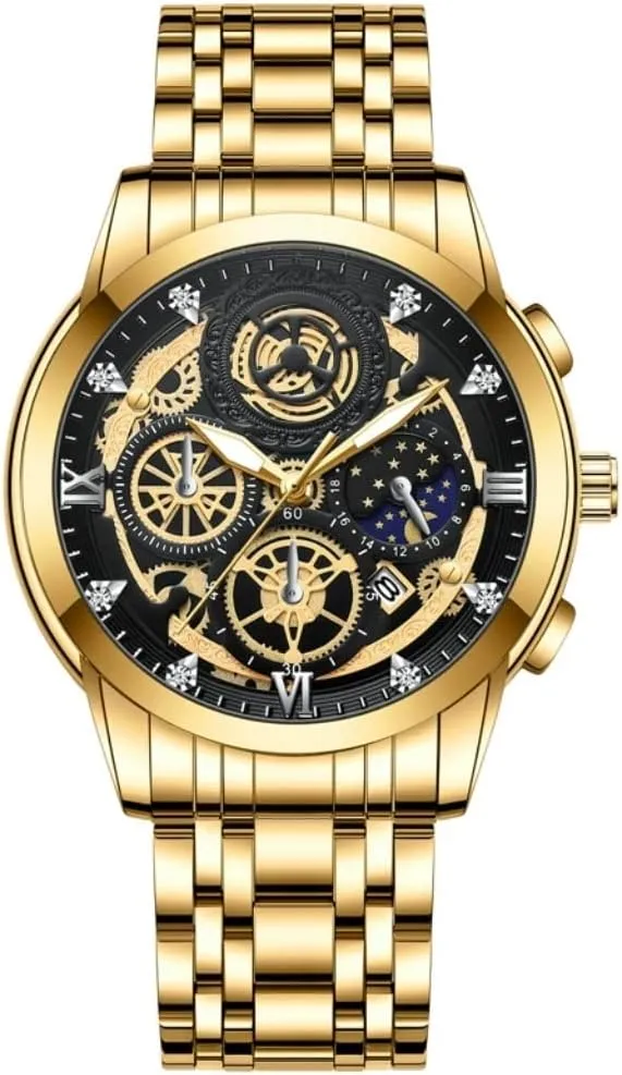 Men's Watch Mens Watch Fashion Wrist Watch for Men Stainless Steel Waterproof Watch Date Analog Quartz Watch Casual & Business Wrist Watches for Men