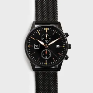 Men's Watch Stylish Black Steel Mesh-Belt