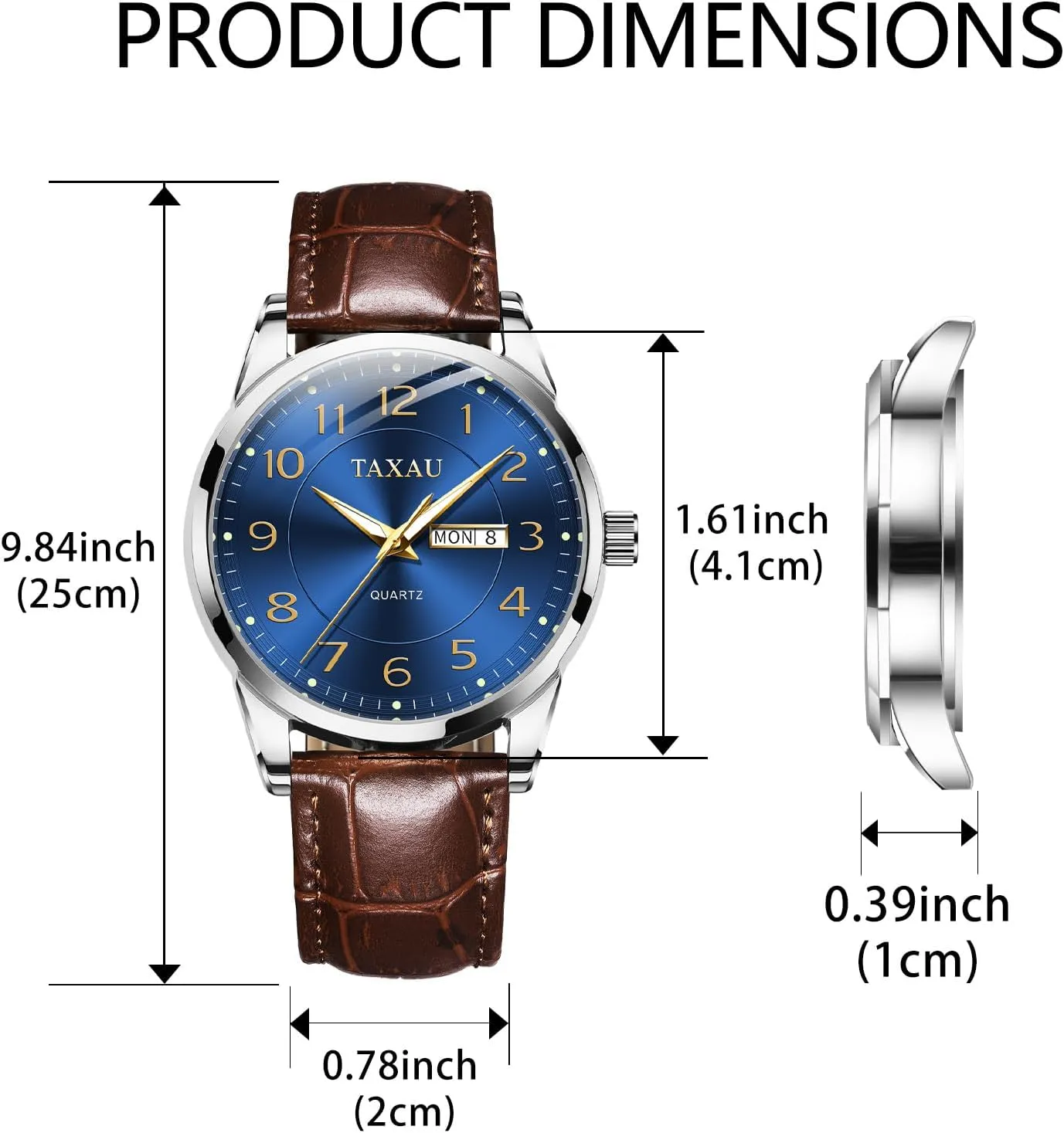 Men's Watches - Fashion Casual Leather Watches Big Face Easy Read Arabic Numerals Quartz Analog Luminous Waterproof Day Date Classic Luxury Dress Wrist Watches