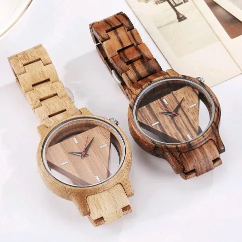 Men's Wooden Triangle Dial Watch