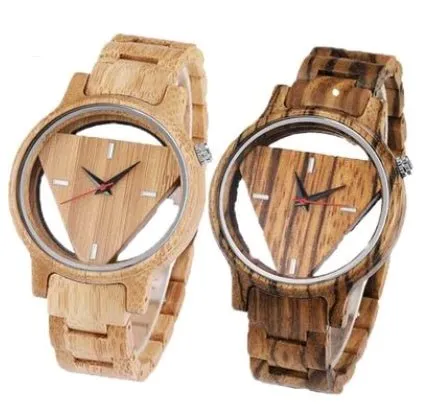 Men's Wooden Triangle Dial Watch