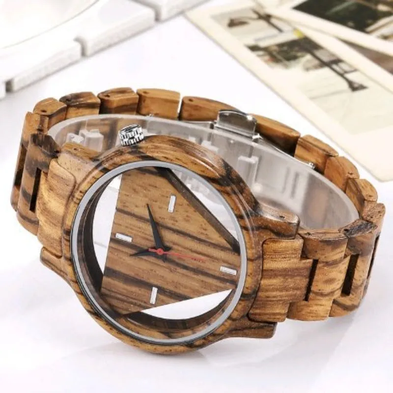 Men's Wooden Triangle Dial Watch