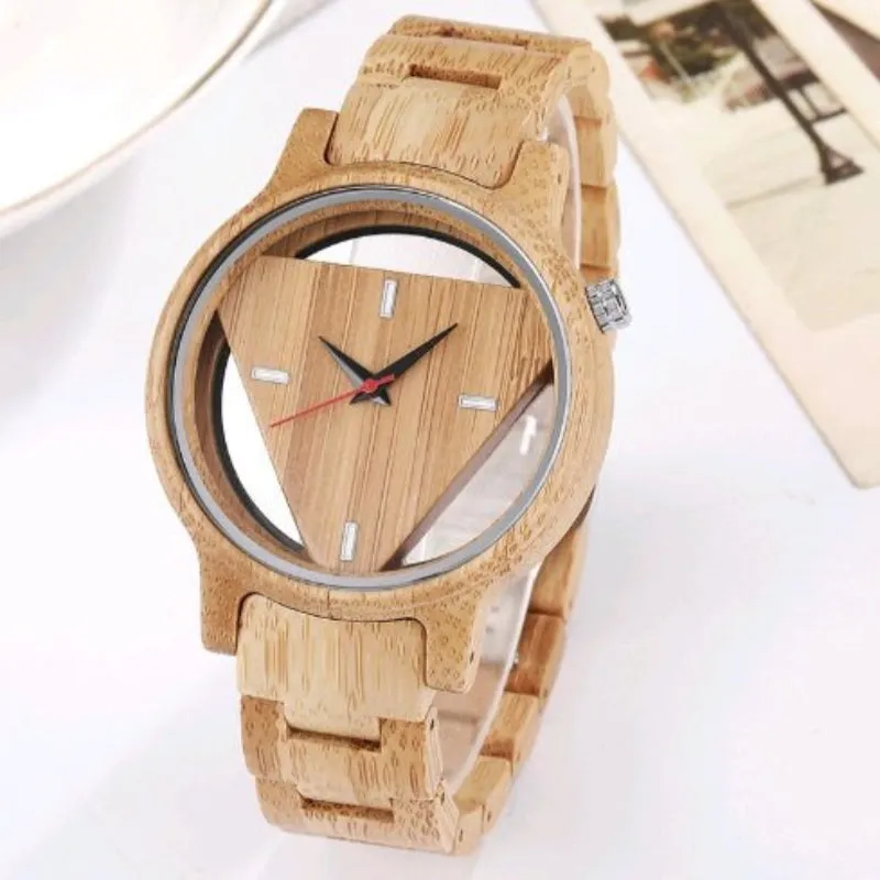 Men's Wooden Triangle Dial Watch
