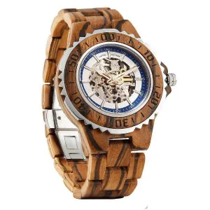 Men's Wooden Watches Genuine Automatic Zebra