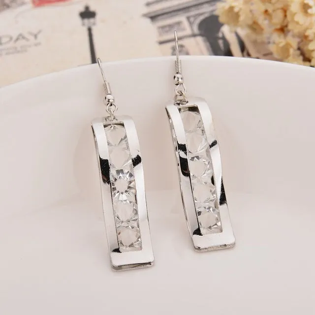 MissCyCy Gold Colors Hanging Earings Fashion Jewelry Fine Crystal Drop Earrings For Women 2017 New