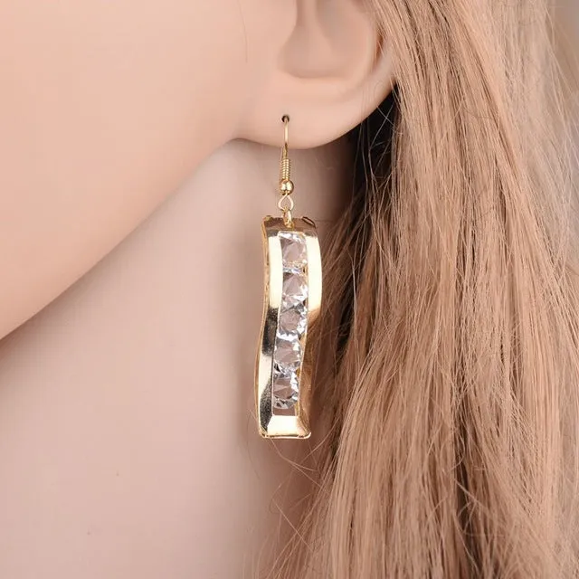 MissCyCy Gold Colors Hanging Earings Fashion Jewelry Fine Crystal Drop Earrings For Women 2017 New