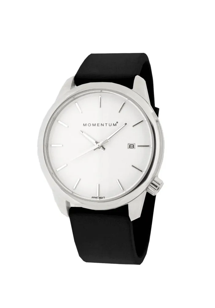 Momentum Watches Logic 36mm SS Polished, Sapphire, Sml, White, Black Goma Rubber