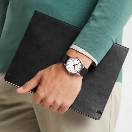 Mondaine Classic, 40mm, black leather watch, A660.30360.16SBBV