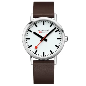 Mondaine Classic 40mm Brown Vegan Grape Leather, A660.30360.11SBGV