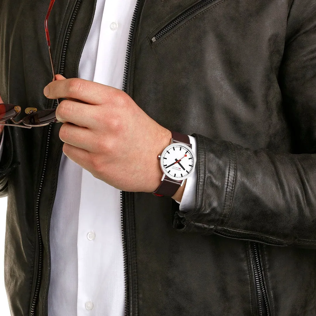 Mondaine Classic 40mm Brown Vegan Grape Leather, A660.30360.11SBGV
