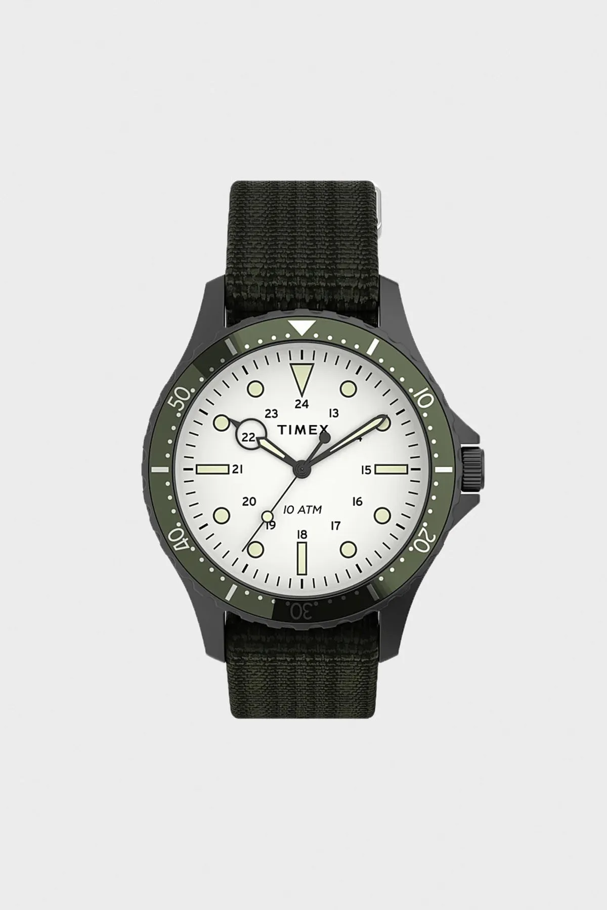 Navi XL Fabric Slip-Thru Strap Watch - Gunmetal/Green/White