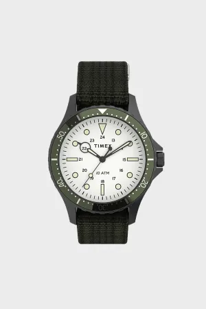 Navi XL Fabric Slip-Thru Strap Watch - Gunmetal/Green/White