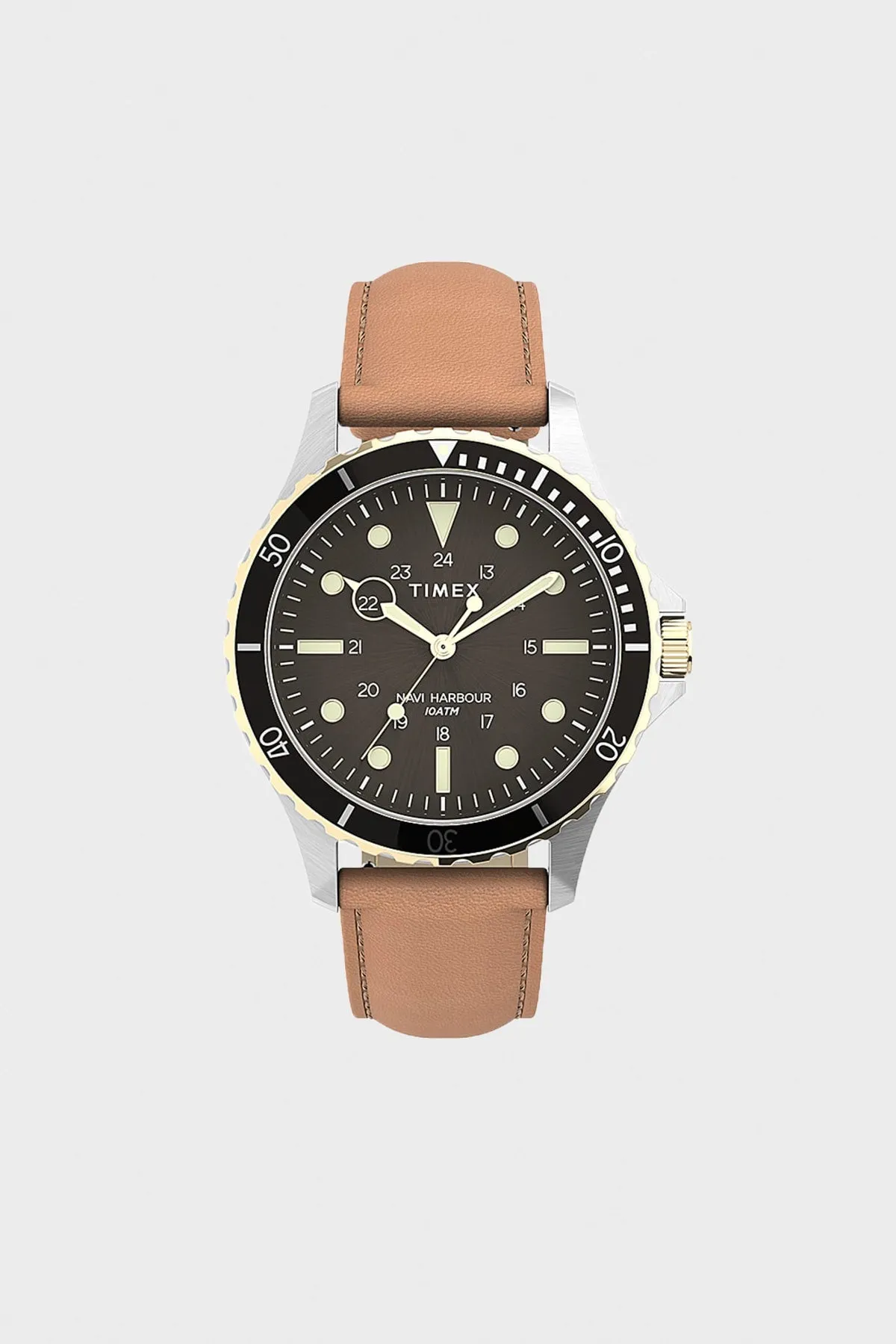 Navi XL Leather Strap Watch - Stainless/Tan/Black