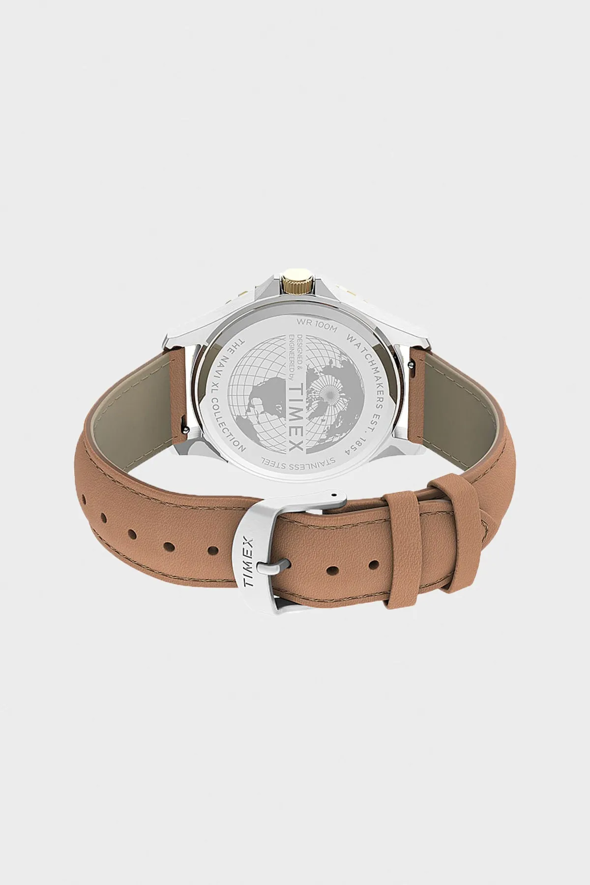 Navi XL Leather Strap Watch - Stainless/Tan/Black