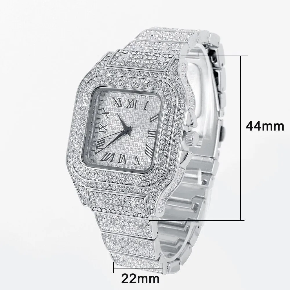NEW Hip Hop Men Iced Out Watches Luxury Date Quartz Wrist Watches