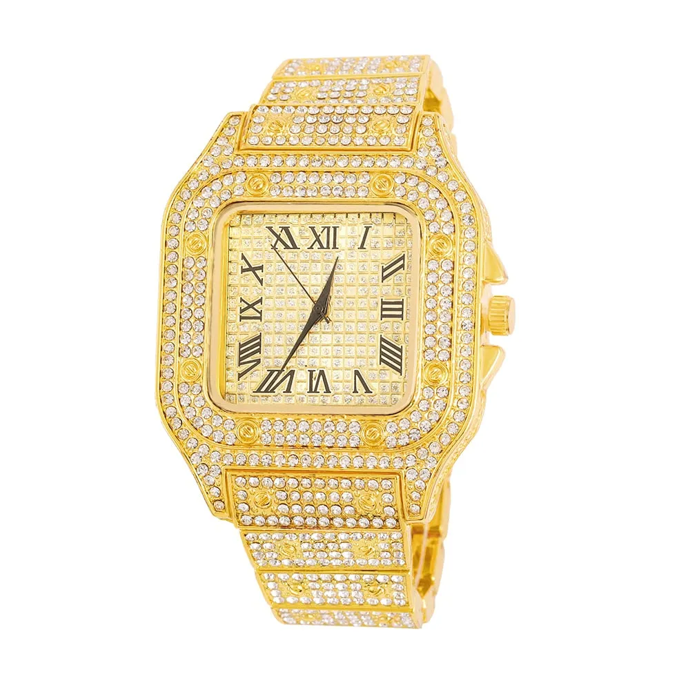 NEW Hip Hop Men Iced Out Watches Luxury Date Quartz Wrist Watches