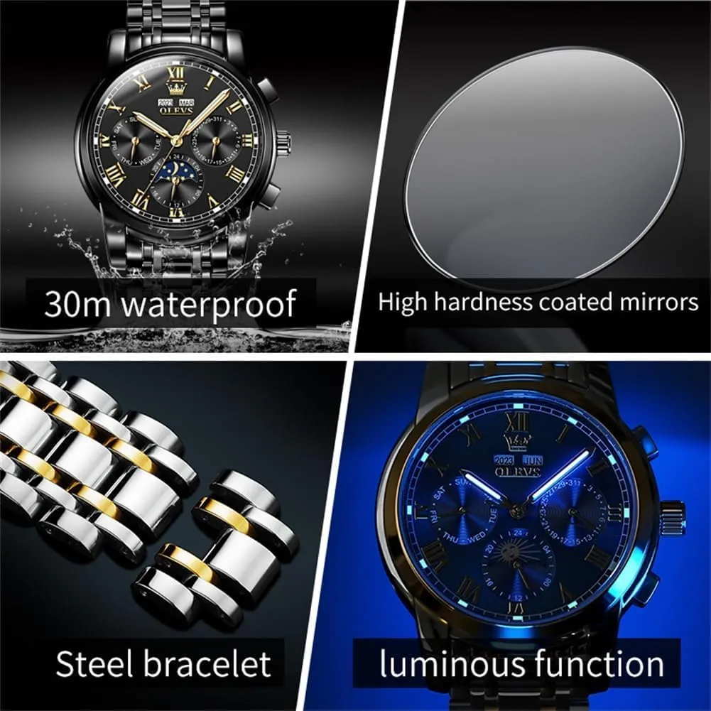 OLEVS Mens Automatic Watches Self Winding Mechanical Luxury Dress Stainless Steel Waterproof Wrist Watches for Men