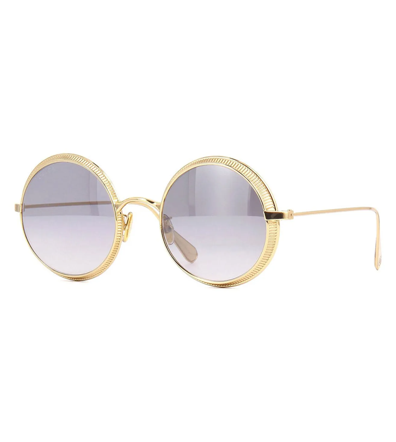 Omega Men's Light Grey Gradient-Silver Mirror Round Sunglasses