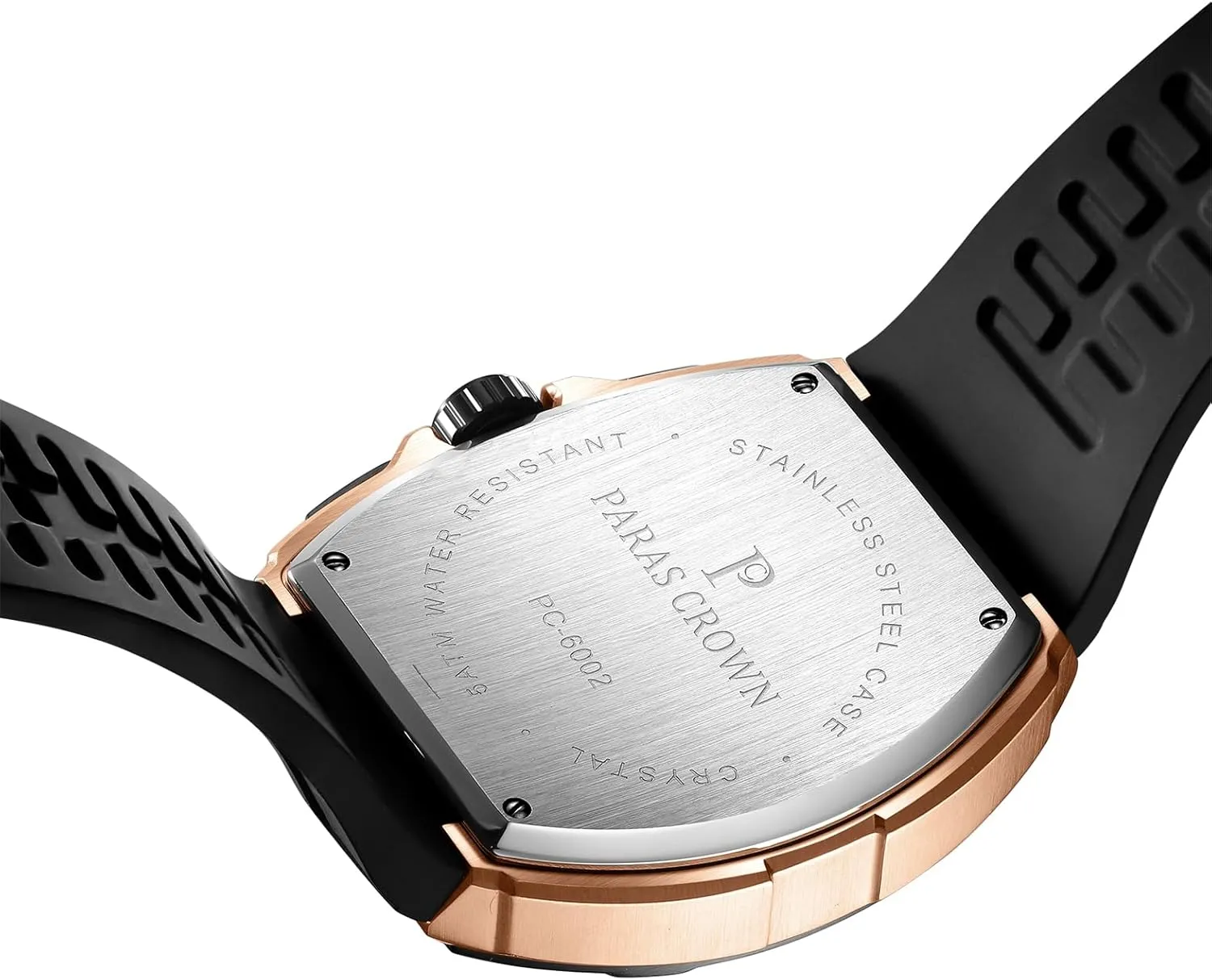 Paras Crown Watches for Men Luxury Fashion Analog 50M Waterproof Sports Watch with Tonneau Dial Luminous Quartz Business Wrist Watch