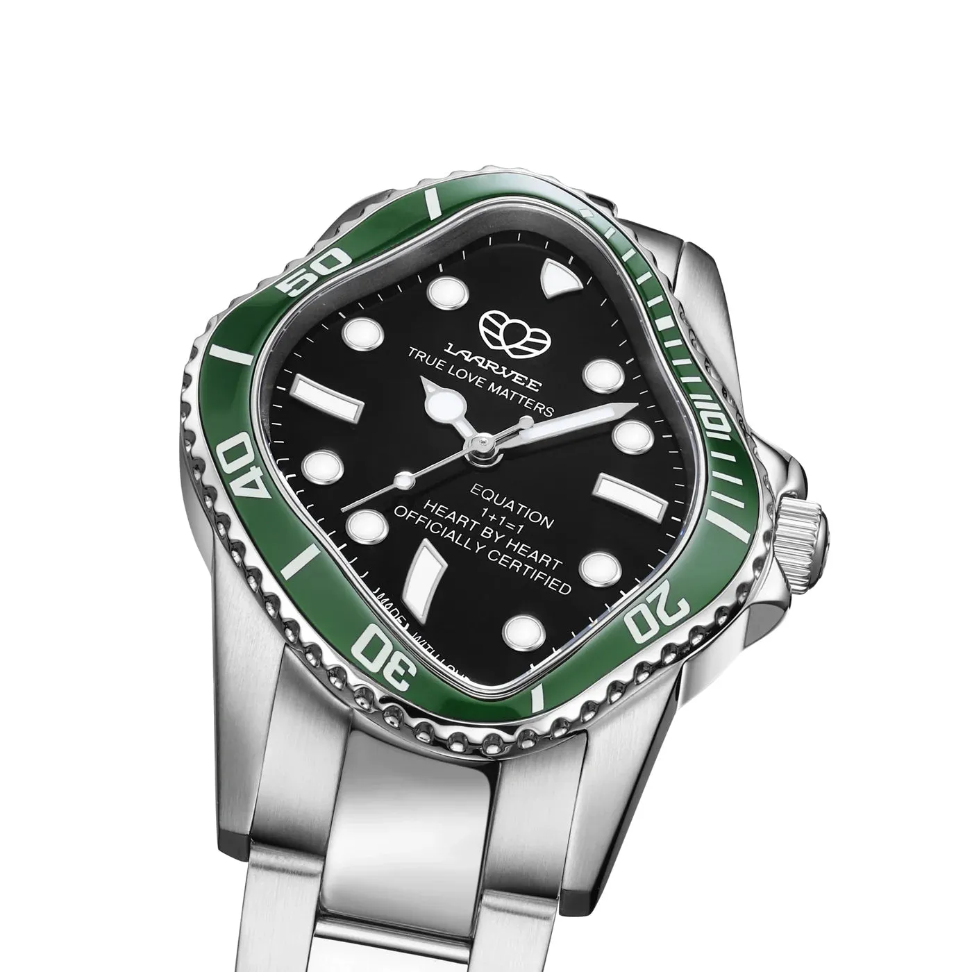 PEA101 / SILVER PRECISION STEEL&GREEN CERAMIC BEZEL&BLACK DIAL