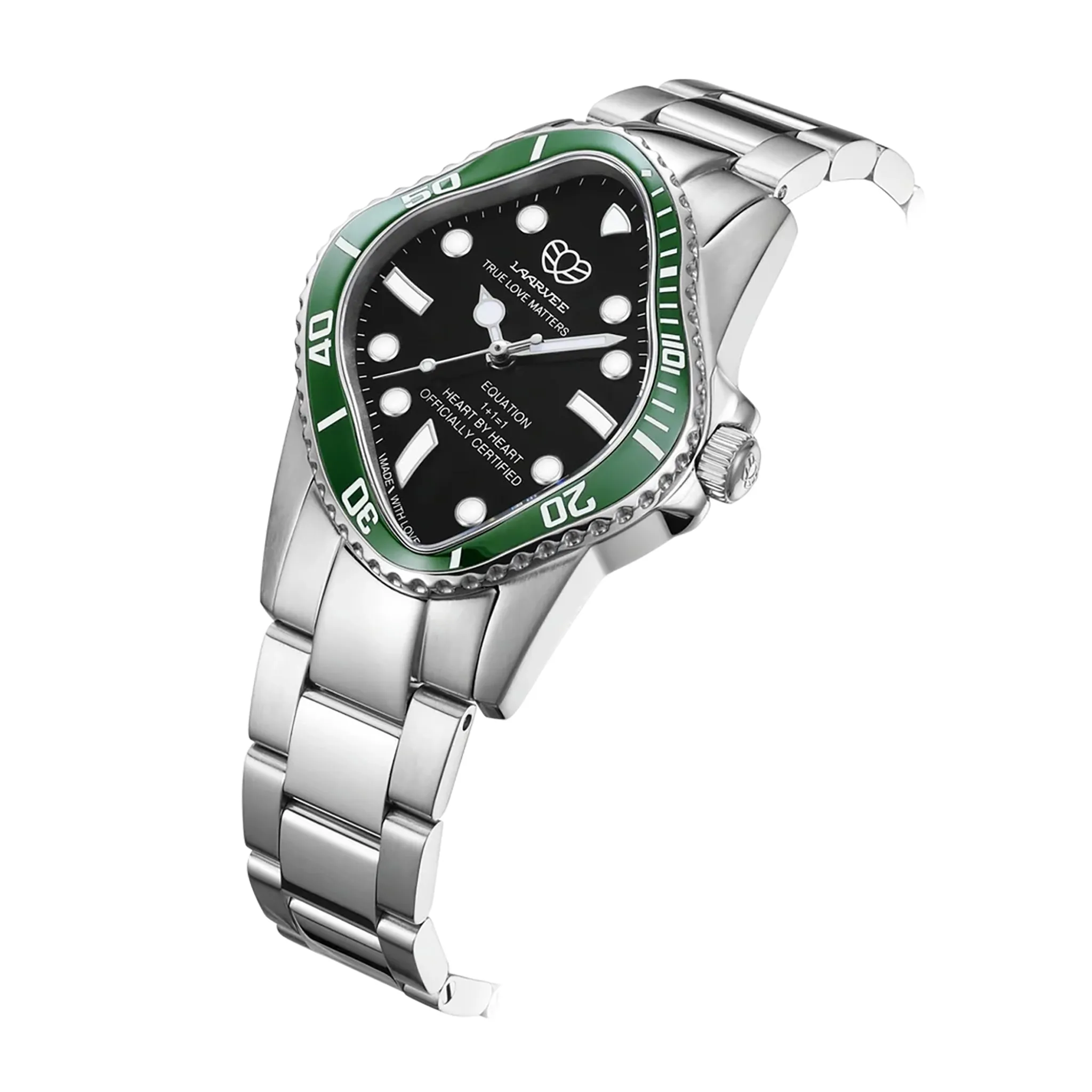 PEA101 / SILVER PRECISION STEEL&GREEN CERAMIC BEZEL&BLACK DIAL
