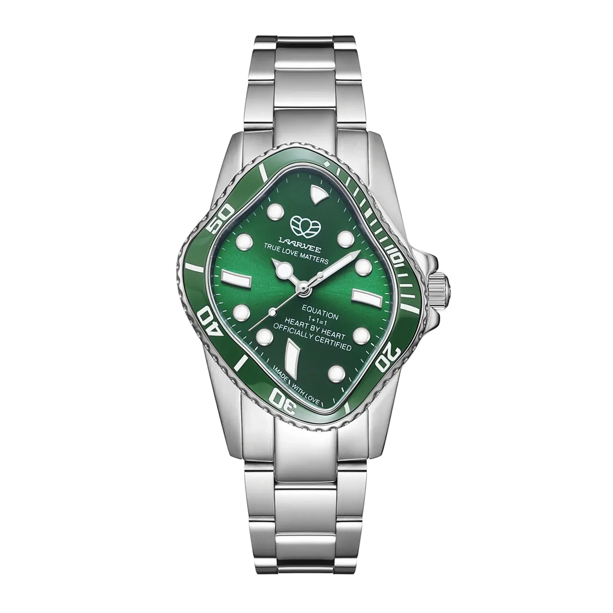 PEA101 / SILVER PRECISION STEEL&GREEN CERAMIC BEZEL&GREEN DIAL