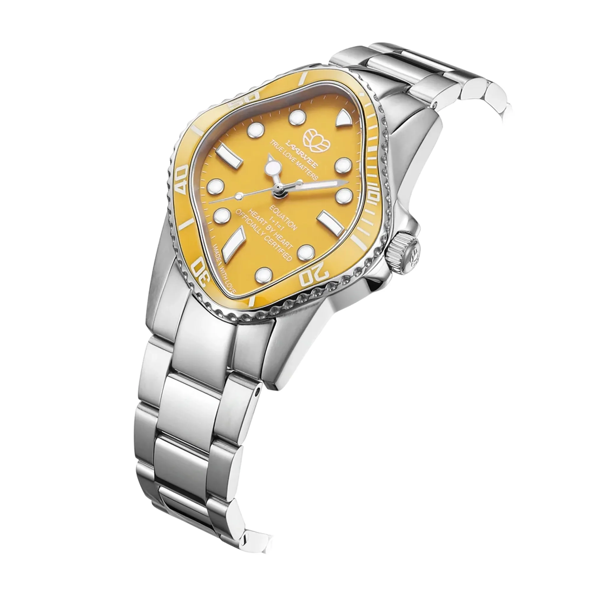 PEA101 / SILVER PRECISION STEEL&YELLOW CERAMIC BEZEL&YELLOW DIAL