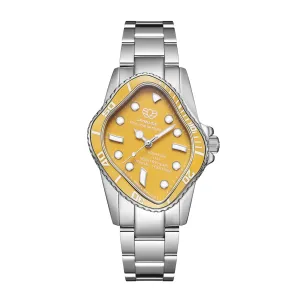 PEA101 / SILVER PRECISION STEEL&YELLOW CERAMIC BEZEL&YELLOW DIAL