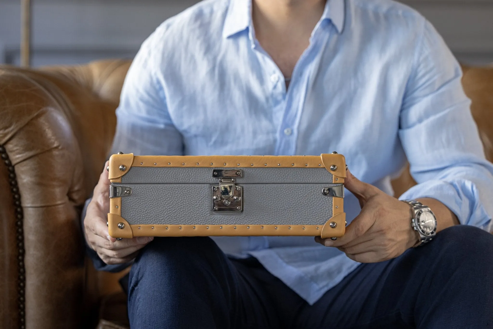 Petra Watch Case - Togo Light Grey