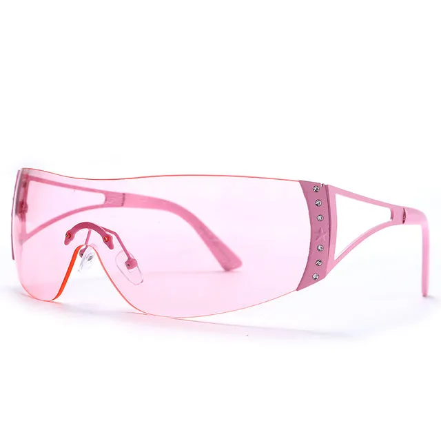Retro Oversized Wrap Around Sun Glasses UV400 2022 Fashion Eyewear Shades