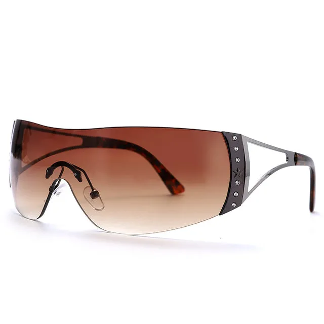 Retro Oversized Wrap Around Sun Glasses UV400 2022 Fashion Eyewear Shades