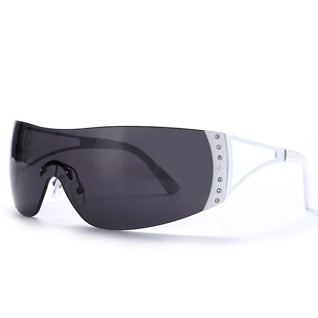 Retro Oversized Wrap Around Sun Glasses UV400 2022 Fashion Eyewear Shades