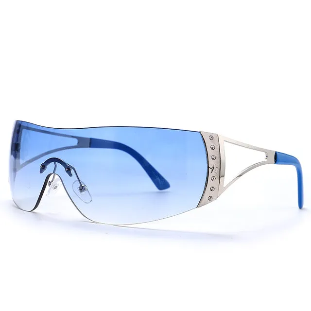 Retro Oversized Wrap Around Sun Glasses UV400 2022 Fashion Eyewear Shades