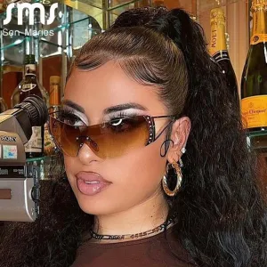 Retro Oversized Wrap Around Sun Glasses UV400 2022 Fashion Eyewear Shades