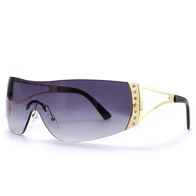 Retro Oversized Wrap Around Sun Glasses UV400 2022 Fashion Eyewear Shades