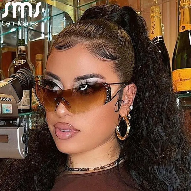 Retro Oversized Wrap Around Sun Glasses UV400 2022 Fashion Eyewear Shades