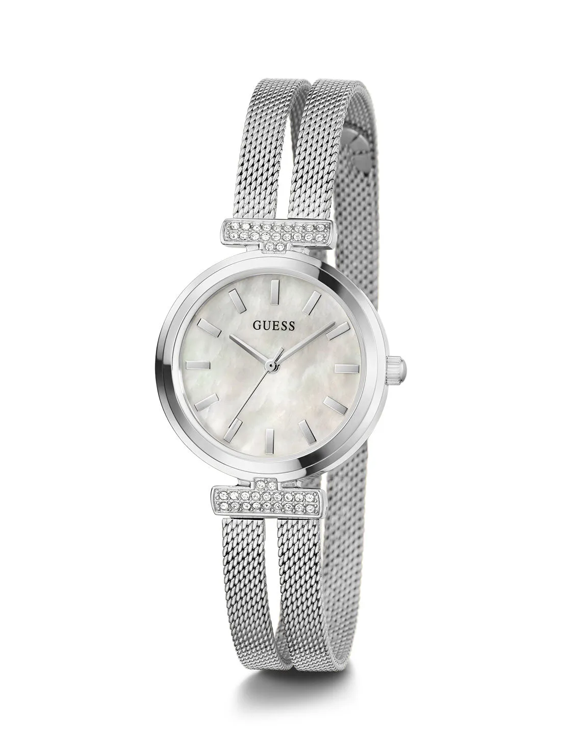 Silver Array Crystal Mesh Watch