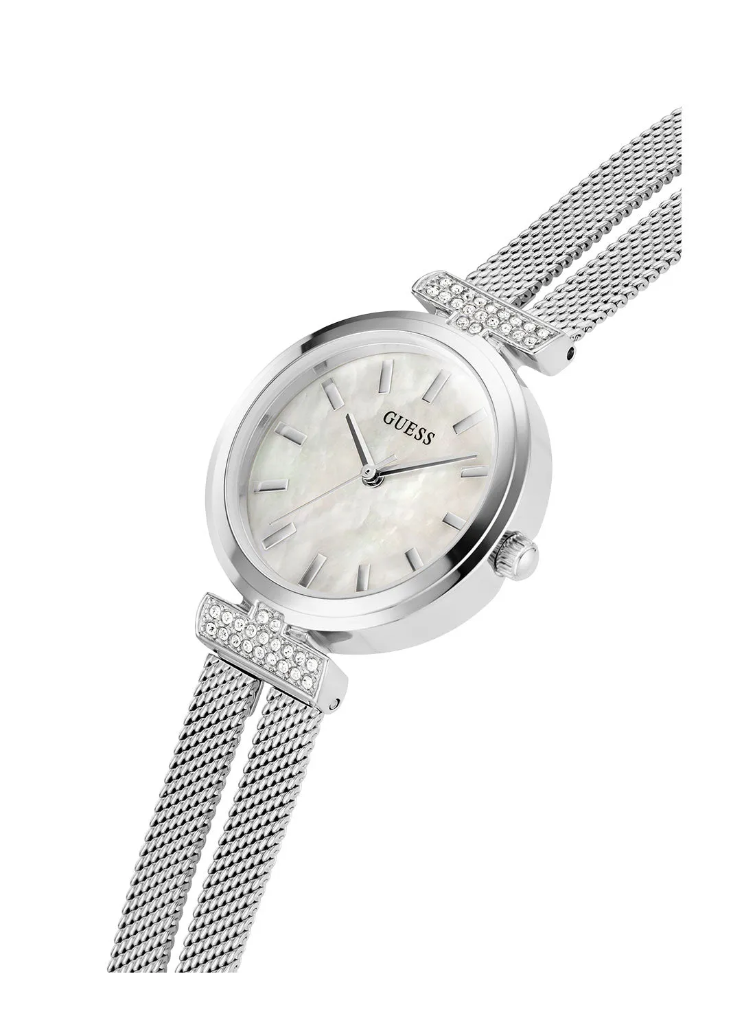 Silver Array Crystal Mesh Watch