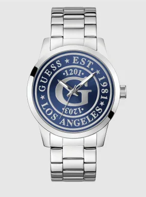 Silver Collegiate Blue Dial Watch