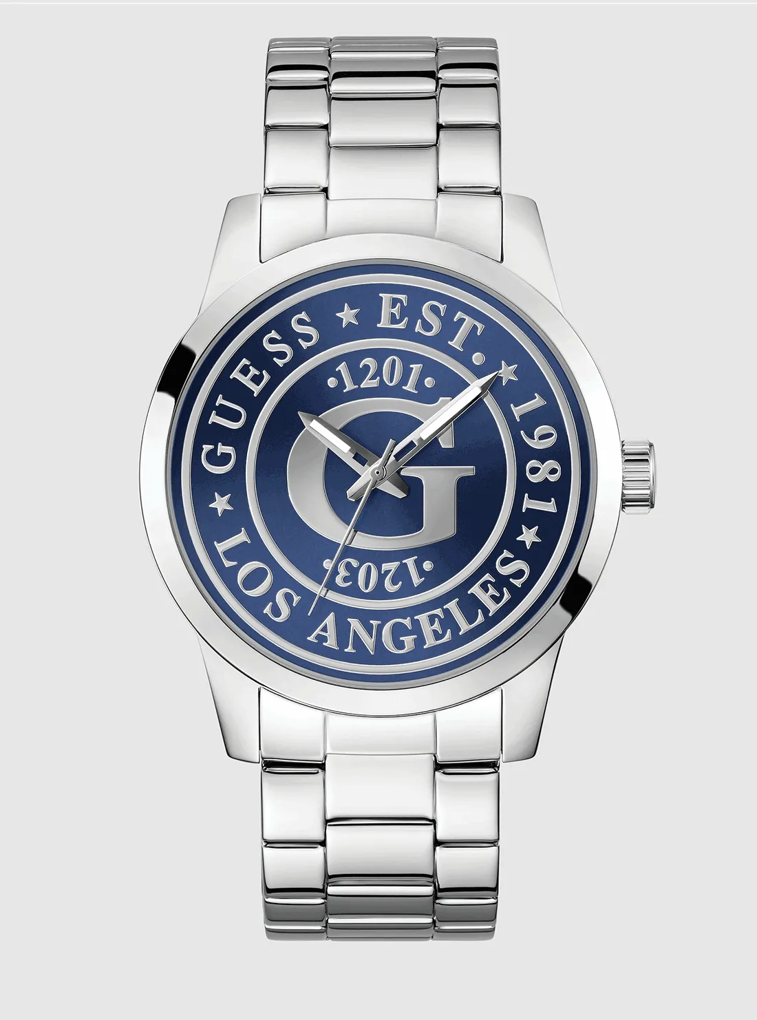 Silver Collegiate Blue Dial Watch