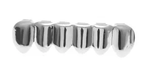 Silver Color Top Bottom Teeth GRILLZ  Mouth Teeth Caps Hip Hop Grills with Silicone mode