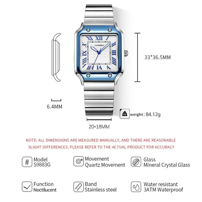 SINOBI Casual Men's Quartz Business Square Watches
