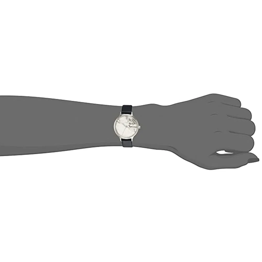 Skagen Womens Anita Analog White Dial Blue Genuine Leather Band Stainless Steel Watch - SKW2719