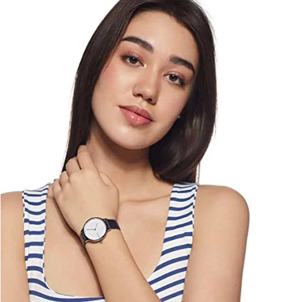 Skagen Womens Anita Analog White Dial Blue Genuine Leather Band Stainless Steel Watch - SKW2719