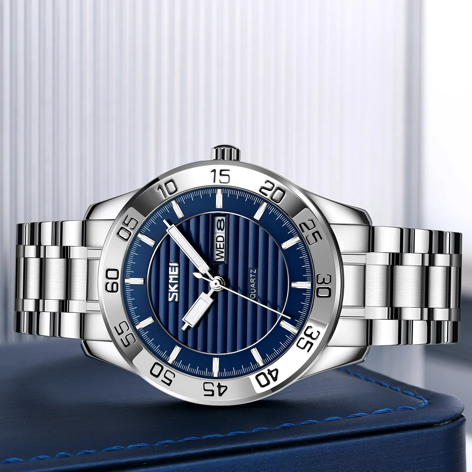 SKMEI 9293 Full Steel Business Wristwatch for Men w/ Date & Week
