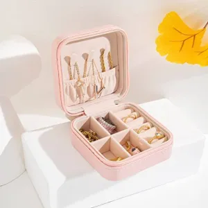 Small Square Portable Travel Jewelry Case -Pink